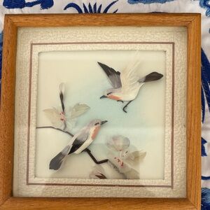 Framed Bird Art with Floral Design